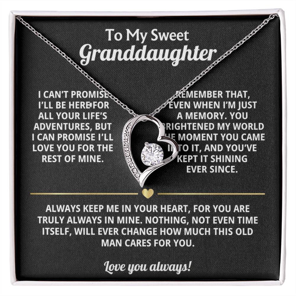 To My Granddaughter Heart Necklace Gift