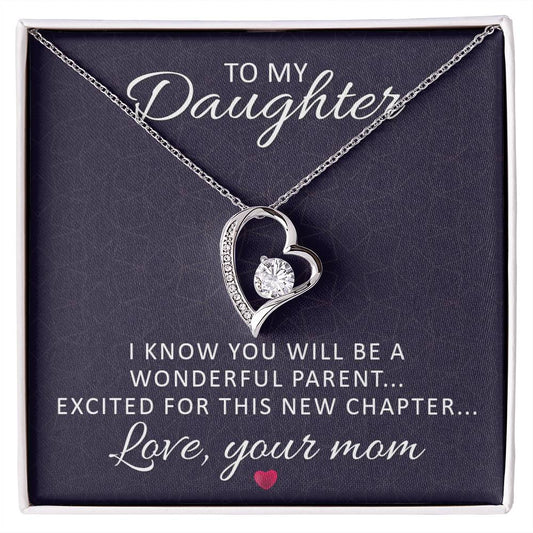 To Mom-to-Be From Her Mother Heart Necklace Gift-[Heartfelt Family Gift]