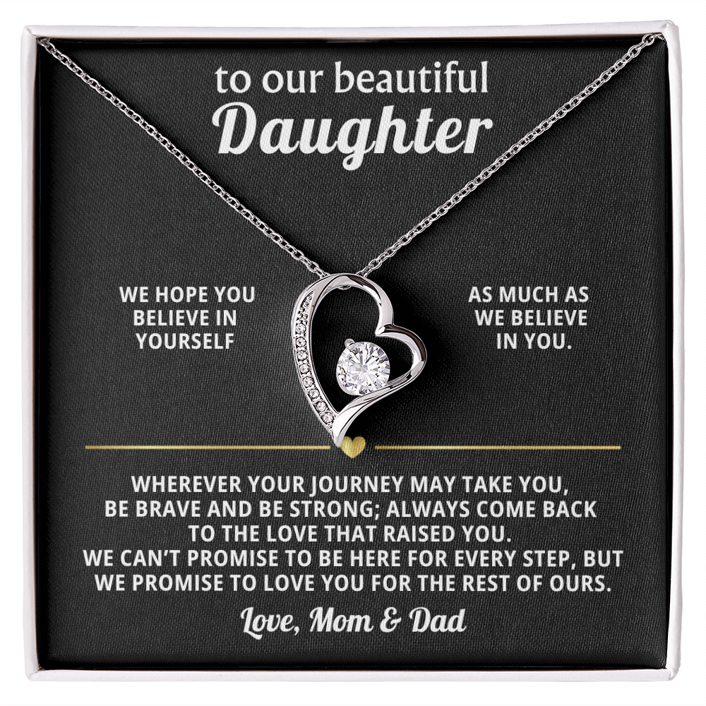 To Our Beautiful Daughter Heart Necklace Gift from Mom Dad
