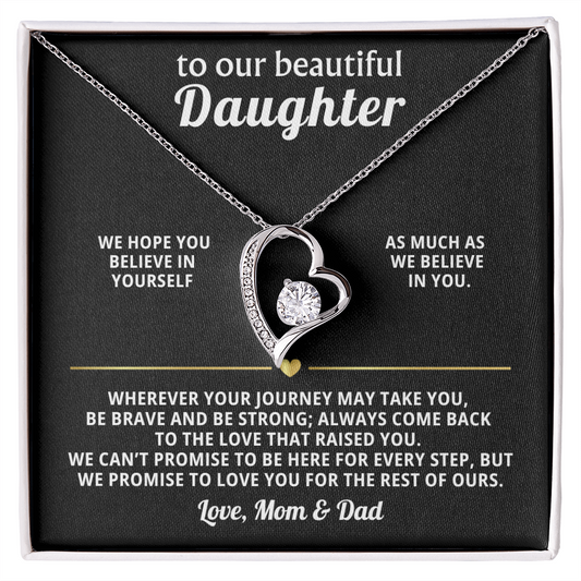To Our Beautiful Daughter Heart Necklace Gift from Mom Dad