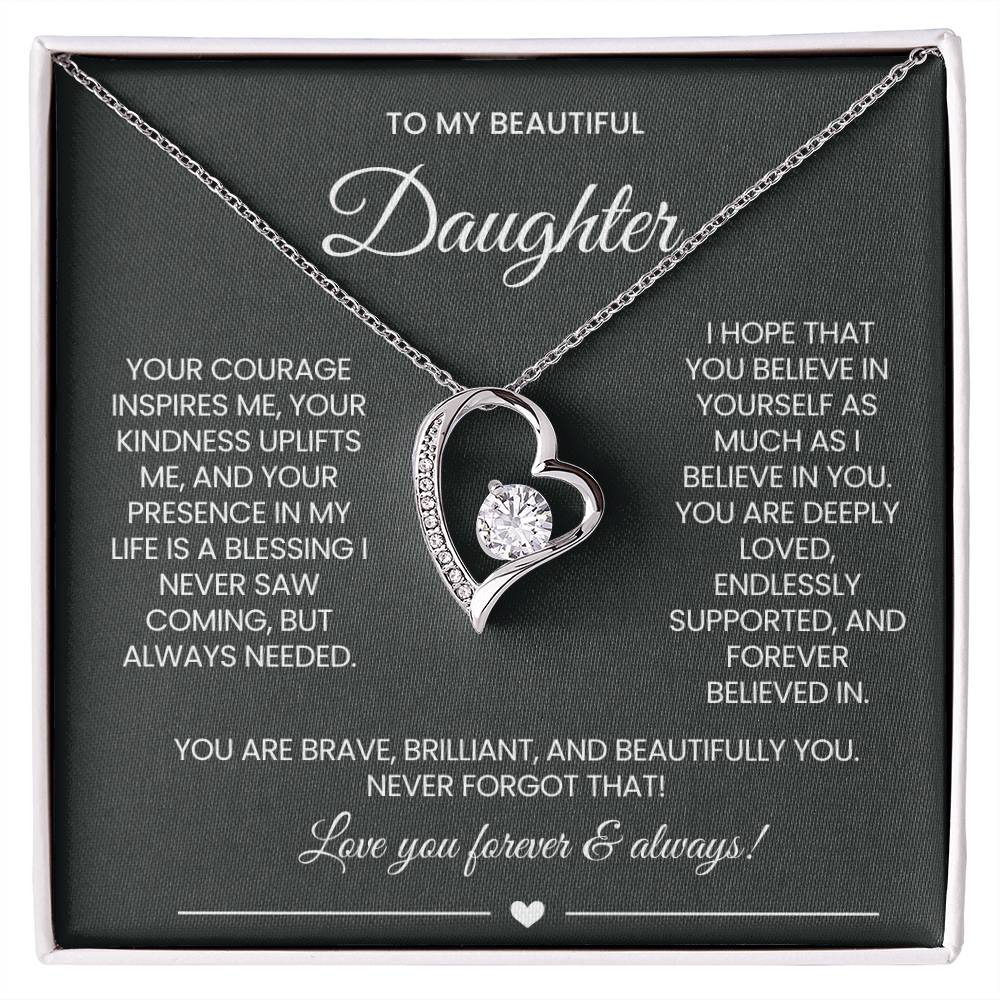 To My Daughter Forever Love Necklace Gift