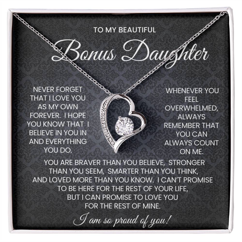 To My Bonus Daughter Forever Love Necklace Gift