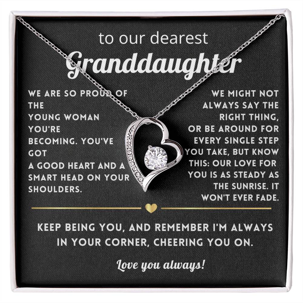 To My Granddaughter Heart Necklace Gift