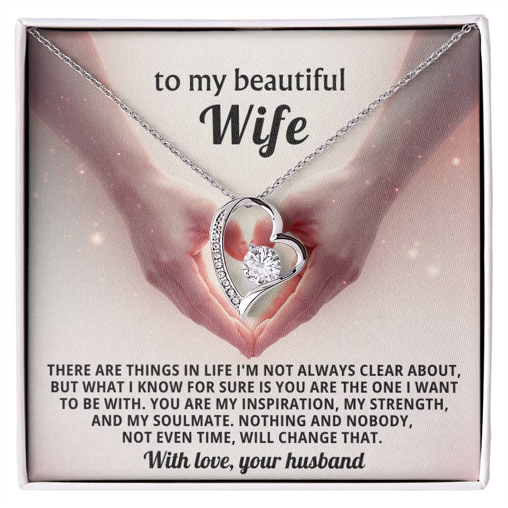 To My Beautiful Wife Heart Necklace Gift