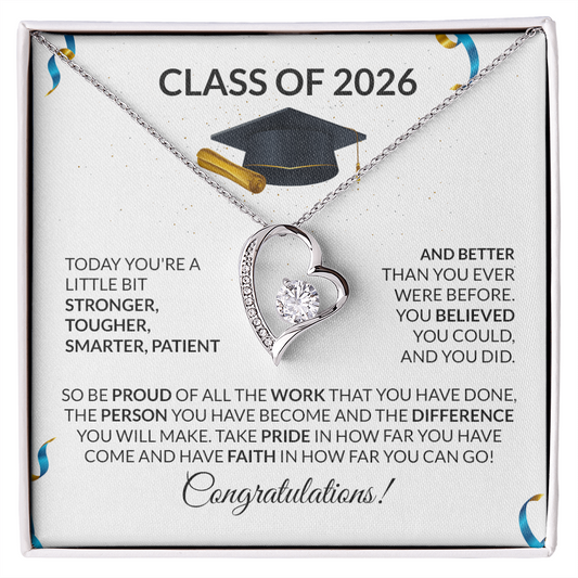 Class of 2026 Graduation Heart Necklace Gift
