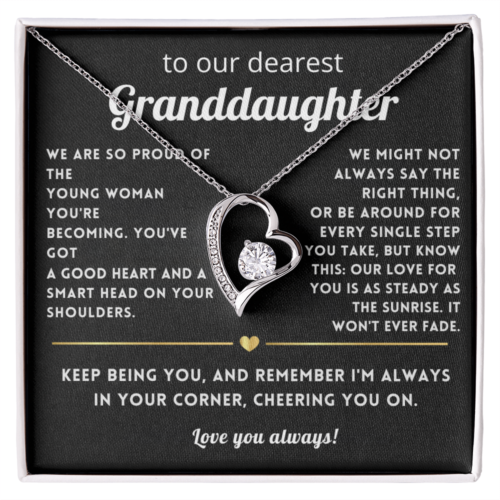 To My Granddaughter Heart Necklace Gift