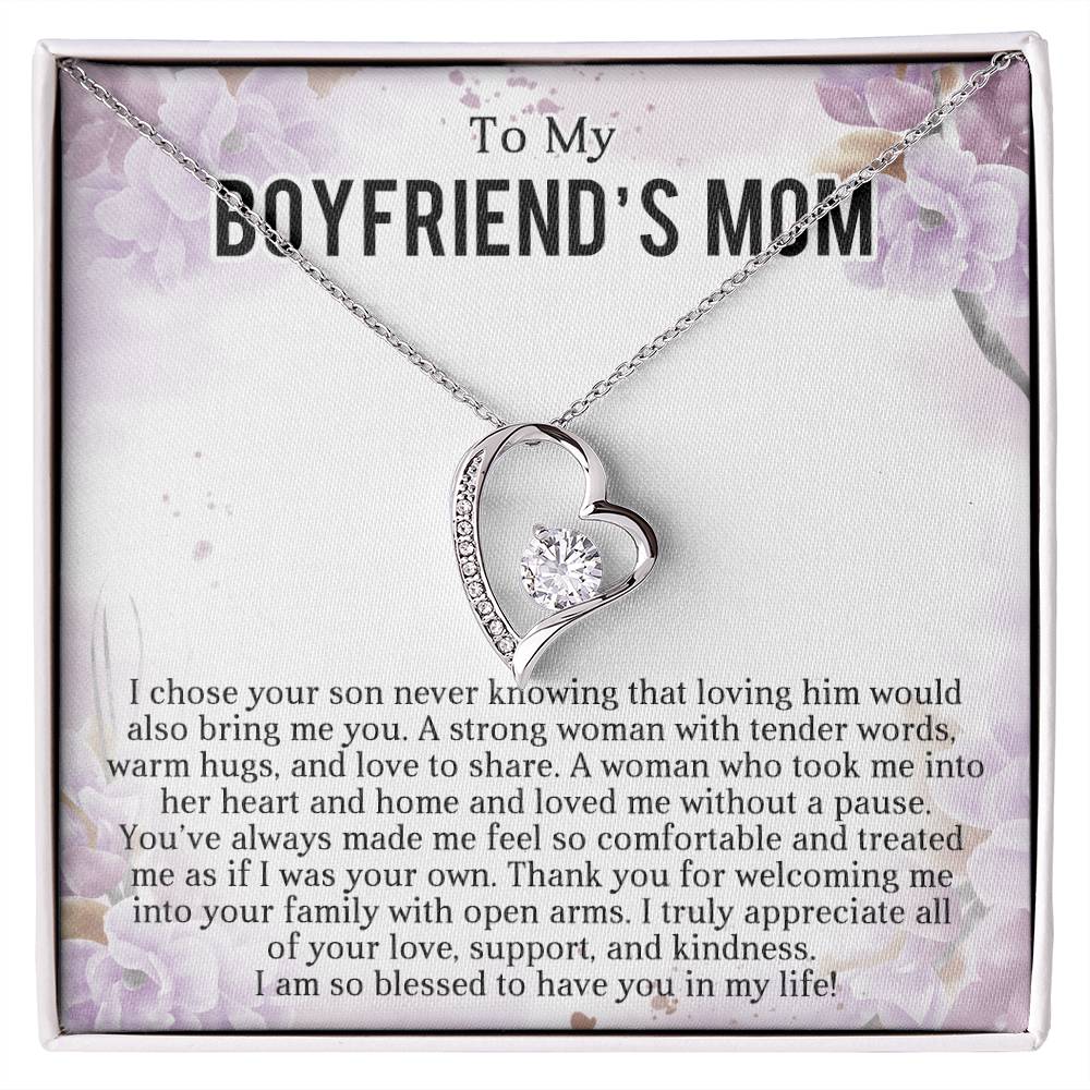 To My Boyfriends Mom Heart Necklace Gift