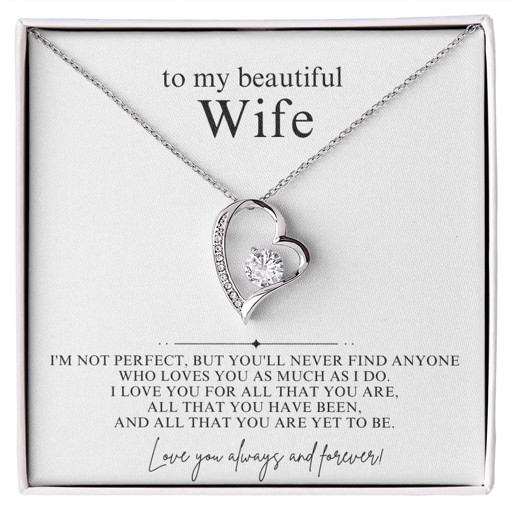 To My Beautiful Wife Heart Necklace Gift