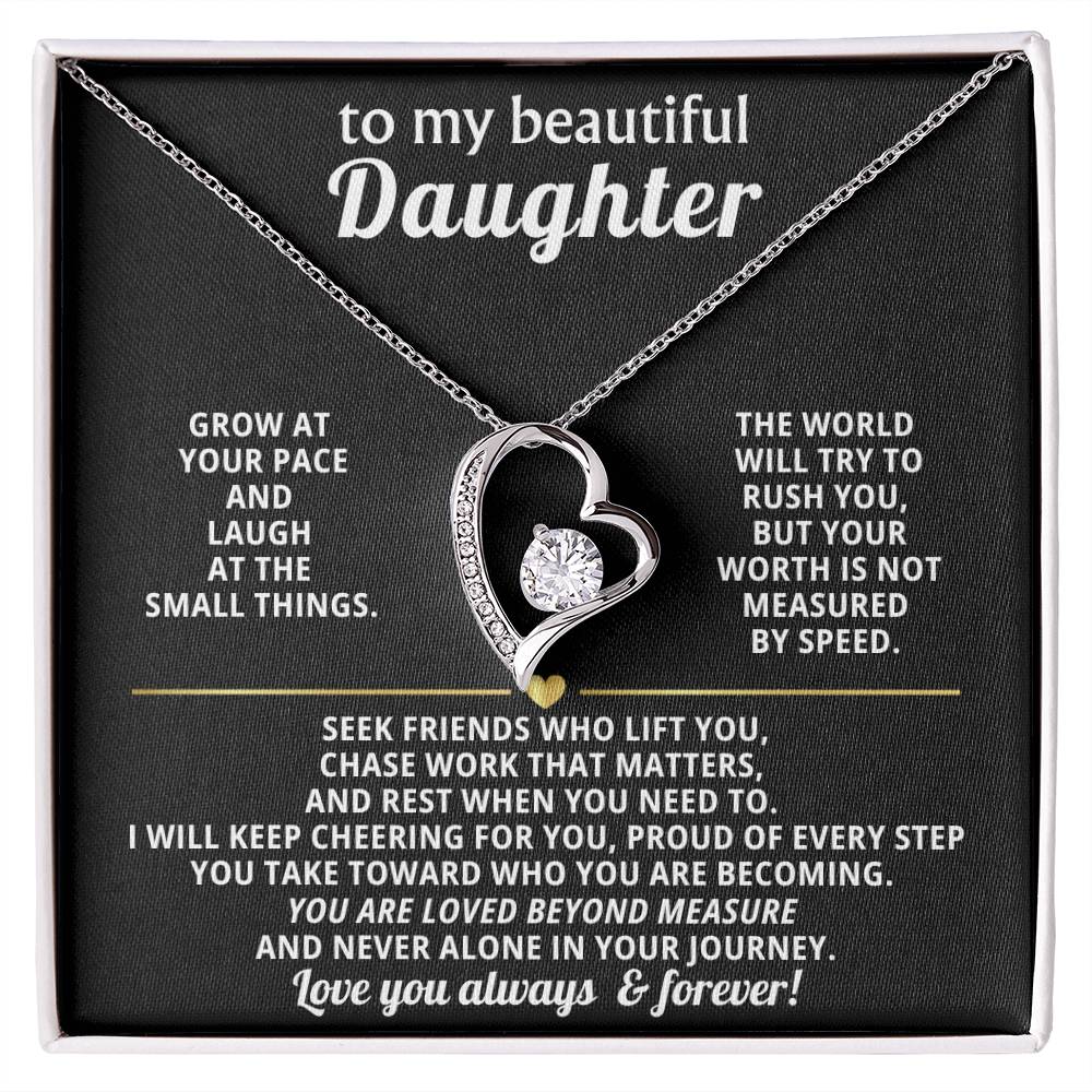 To My Daughter Heart Necklace Gift
