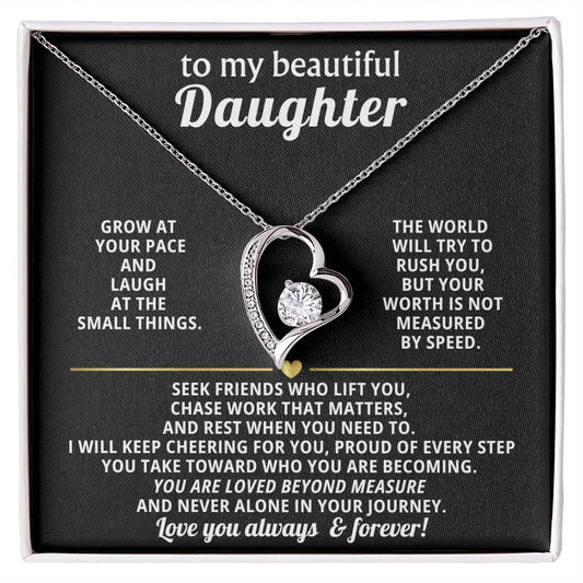 To My Daughter Heart Necklace Gift