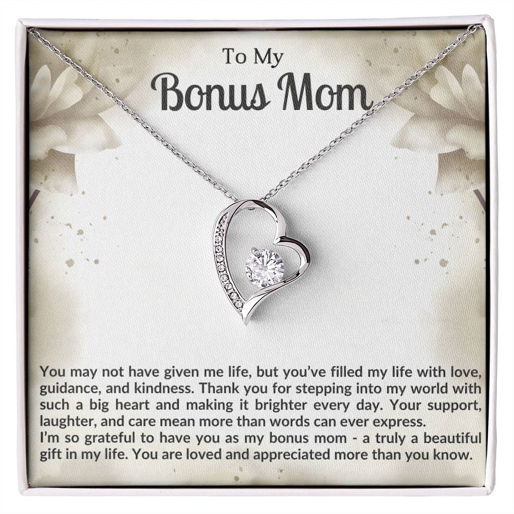 To My Bonus Mom Heart Necklace Gift