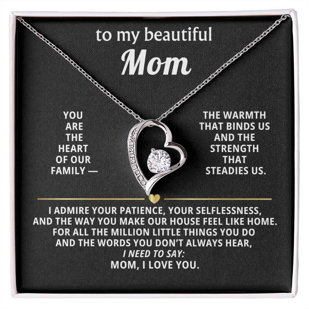 To My Beautiful Mom Heart Necklace
