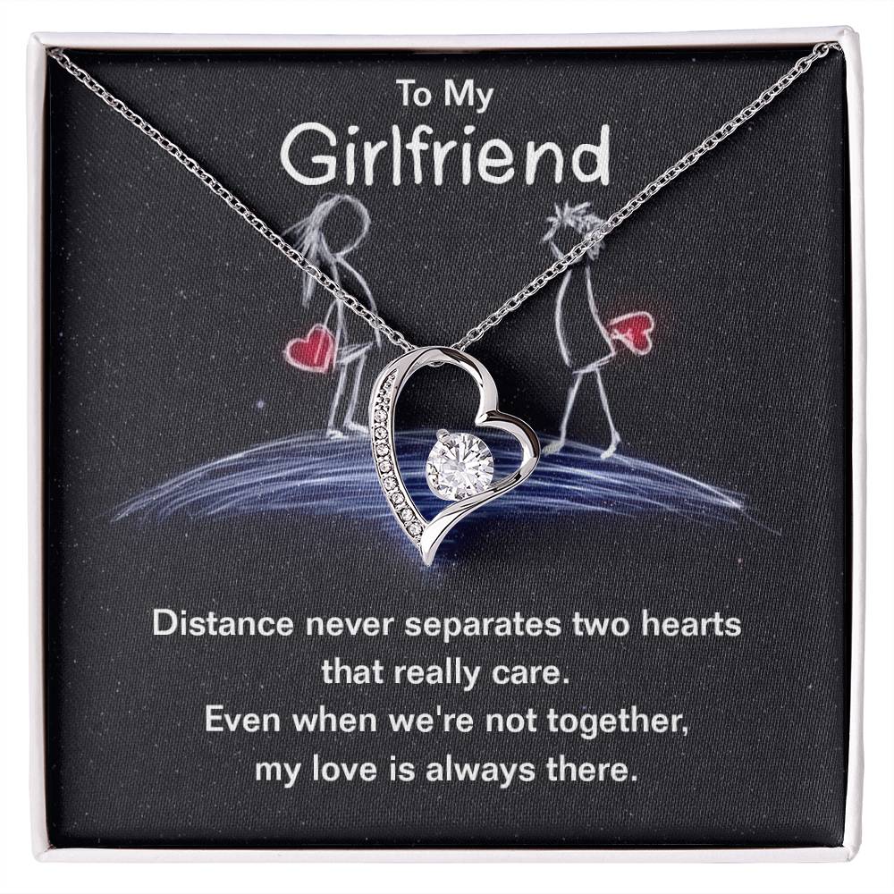 Girlfriend - Distance Never Separates Two Hearts Heart Necklace Gift-[Heartfelt Family Gift]