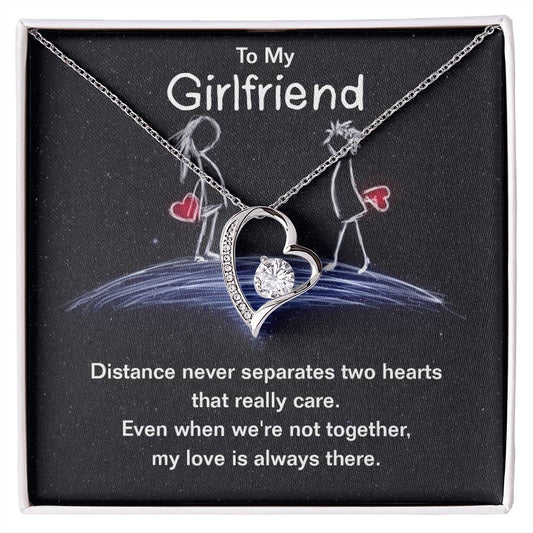 Girlfriend - Distance Never Separates Two Hearts Heart Necklace Gift-[Heartfelt Family Gift]