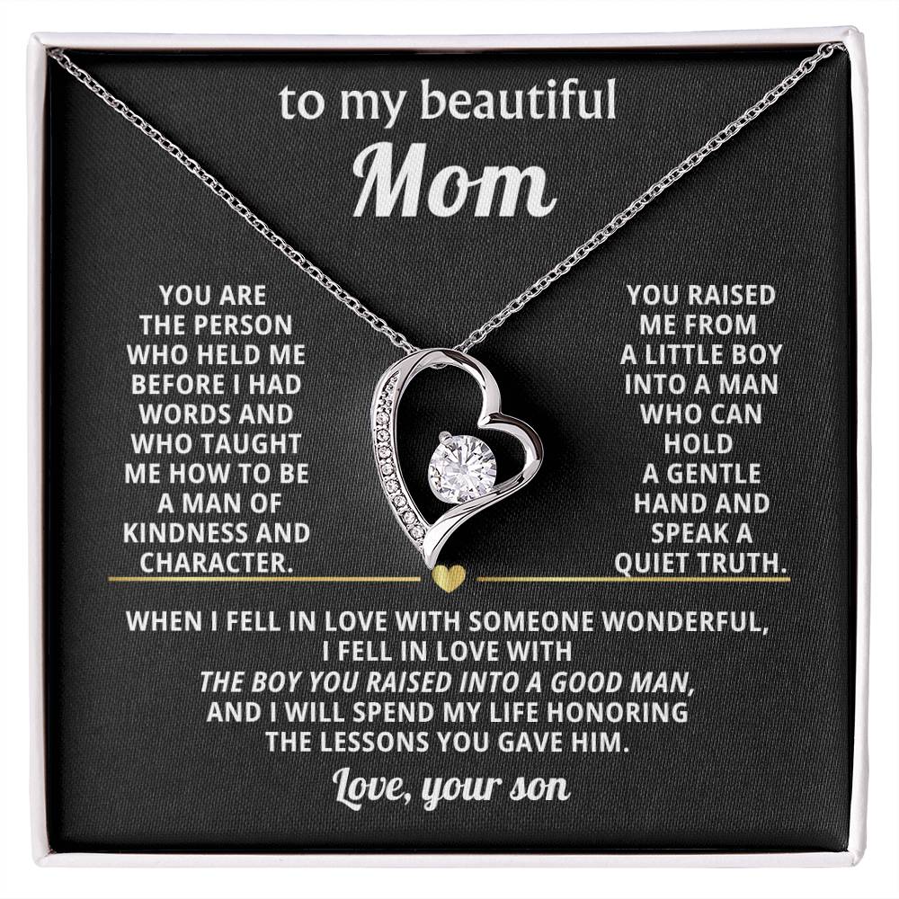 Mom Heart Necklace Gift from Son