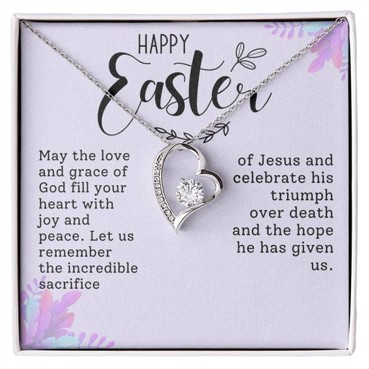 Happy Easter Heart Necklace Gift-[Heartfelt Family Gift]