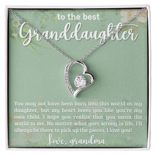 Granddaughter Necklace - Christmas  Birthday Gift Personalized  Monogrammed Leather Jewelry for Granddaughter-[Heartfelt Family Gift]