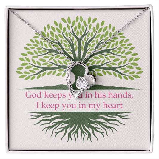 God Keeps You In His Hands Heart Necklace Gift-[Heartfelt Family Gift]