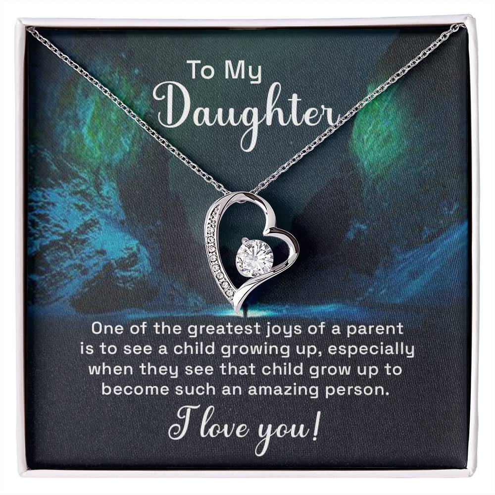 Daughter Greatest Joy Heart Necklace Gift-[Heartfelt Family Gift]
