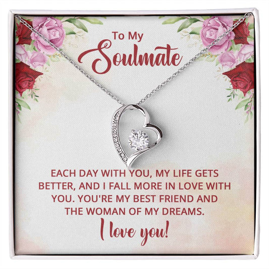 To My Soulmate -  Woman Of My Dreams Heart Necklace Gift-[Heartfelt Family Gift]