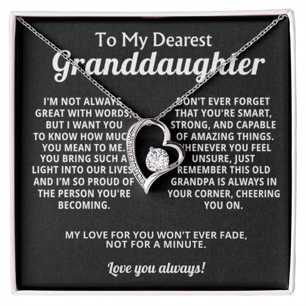 To My Granddaughter Heart Necklace Gift