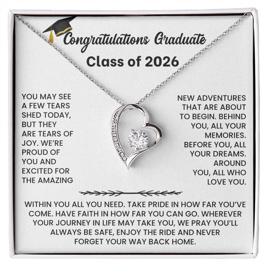 Class of 2026 Graduation Necklace Gift - Heart
