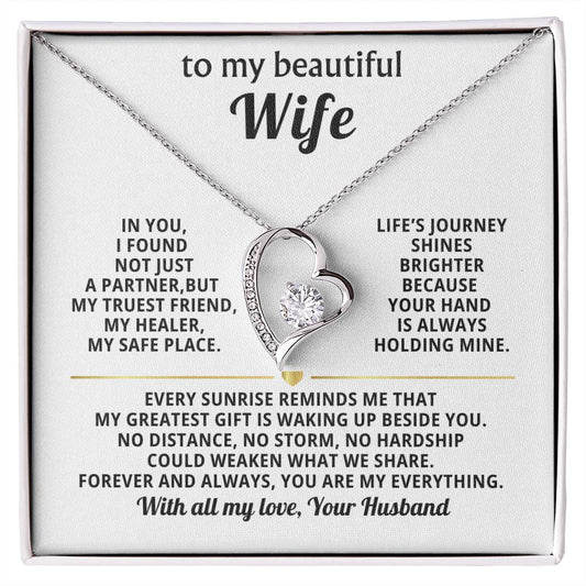To My Beautiful Wife Heart Necklace