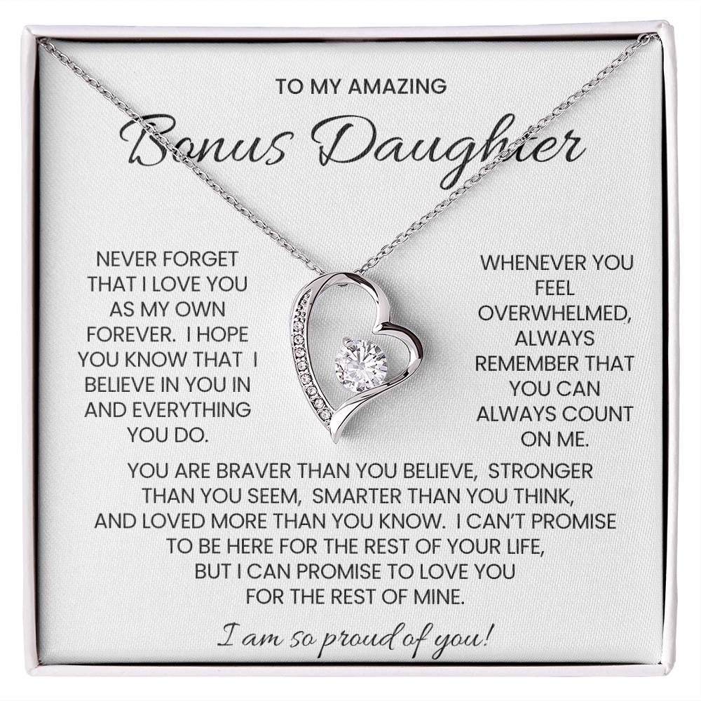 To My Bonus Daughter Forever Love Necklace Gift