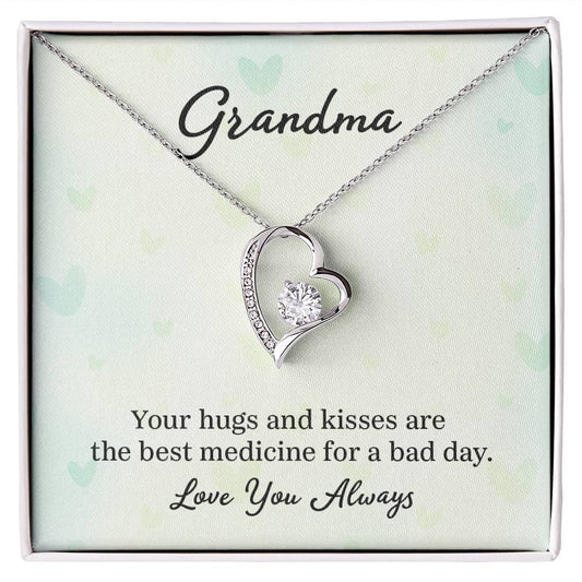 grandma - your hugs and kisses Heart Necklace Gift-[Heartfelt Family Gift]