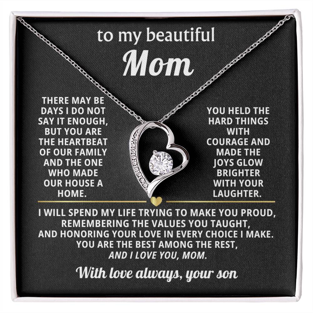Mom Heart Necklace Gift from Son