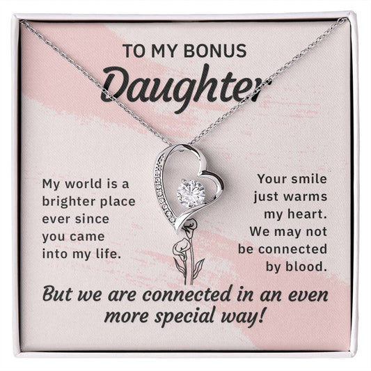 Stepdaughter My World Is A Brighter Place Heart Necklace Gift-[Heartfelt Family Gift]