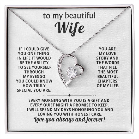 To My Beautiful Wife Heart Necklace Gift