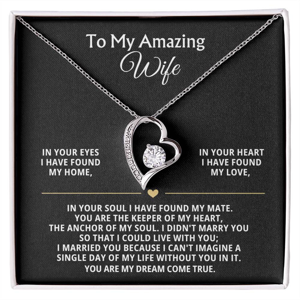 To My Amazing Wife Heart Necklace Gift