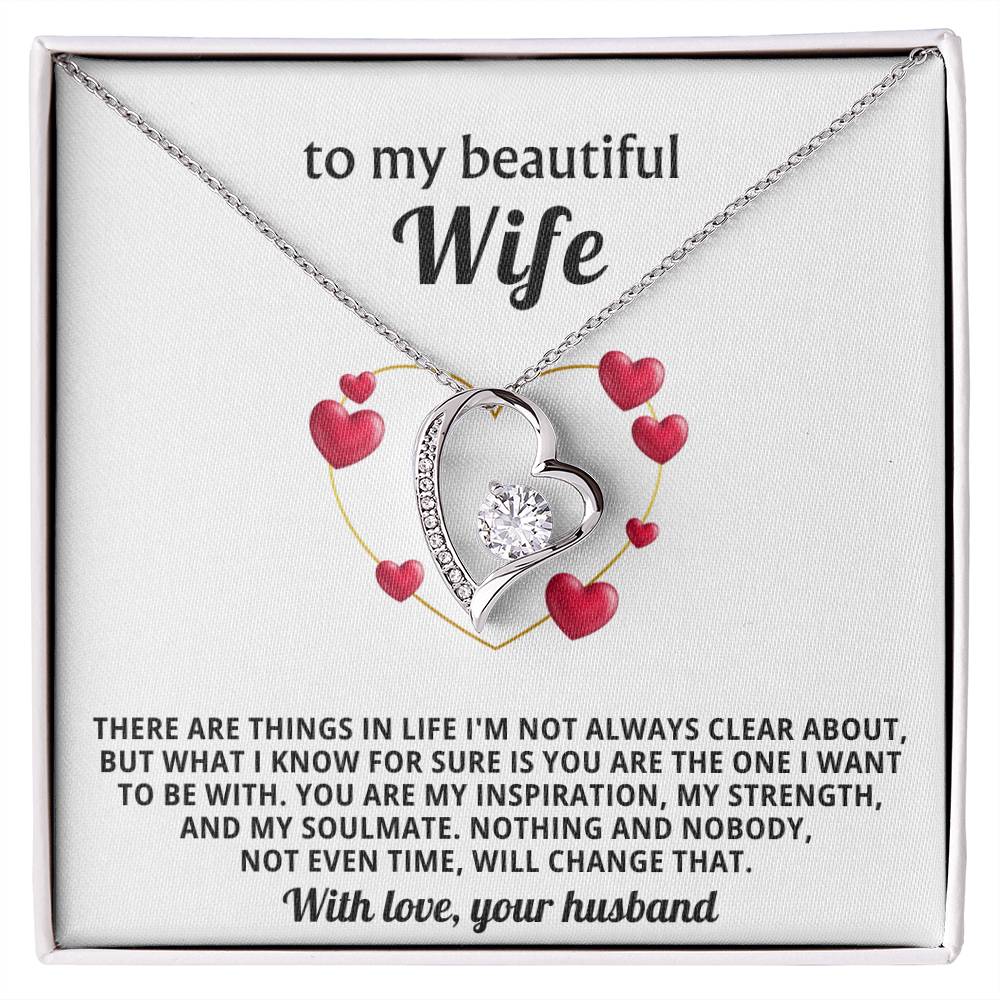 To My Beautiful Wife Heart Necklace Gift
