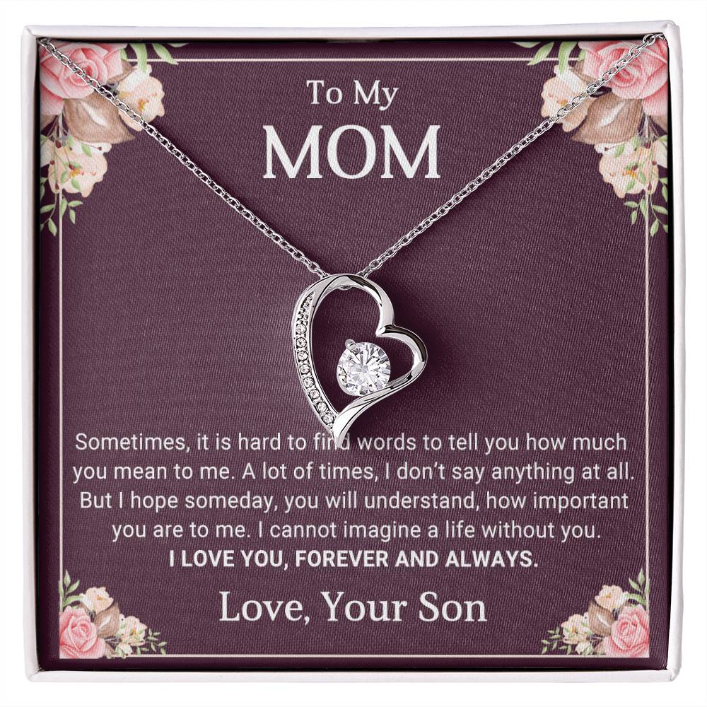 To My Mom Heart Necklace Gift