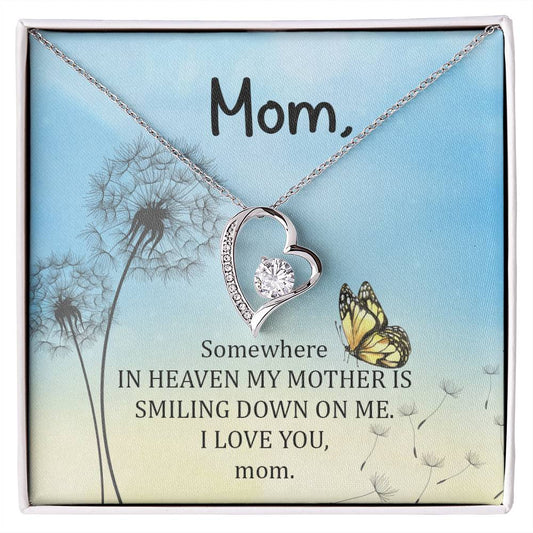 Somewhere in Heaven My Mother Heart Necklace Gift-[Heartfelt Family Gift]