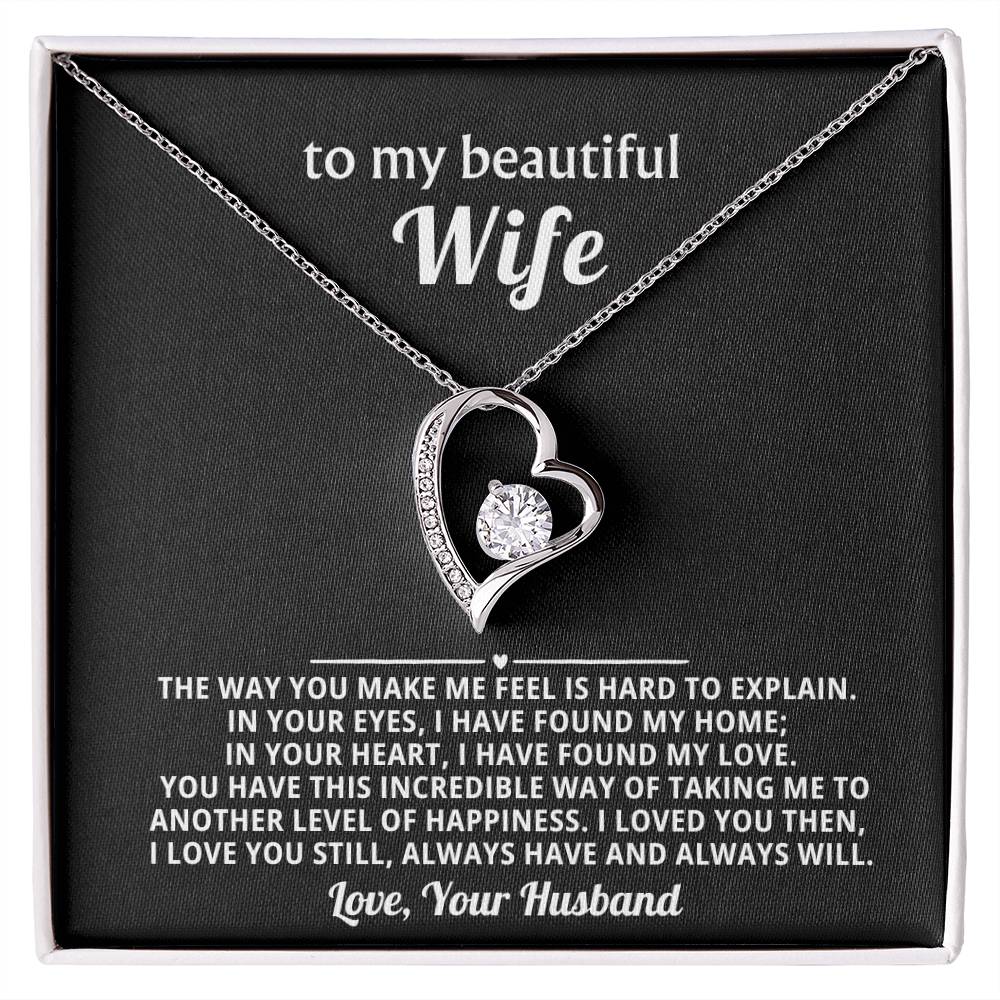 To My Beautiful Wife Heart Necklace Gift