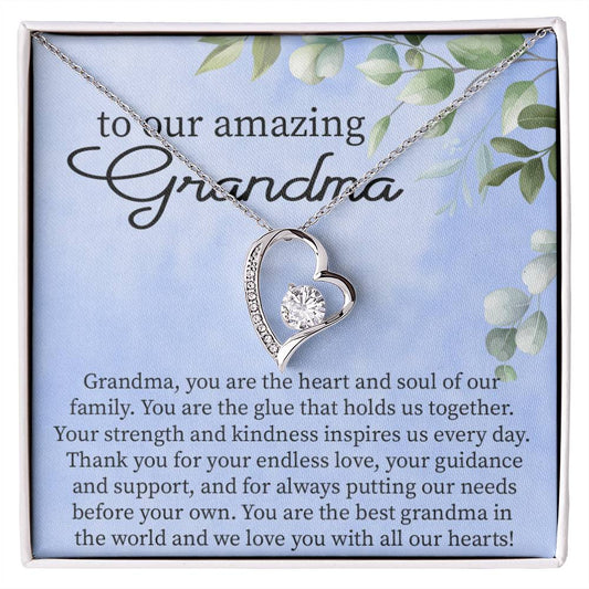 To Our Amazing Grandma Heart Necklace Gift-[Heartfelt Family Gift]