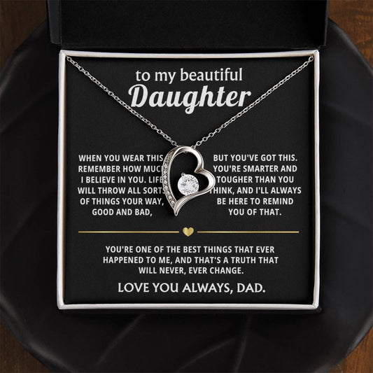 To My Beautiful Daughter I Believe In You Heart Necklace