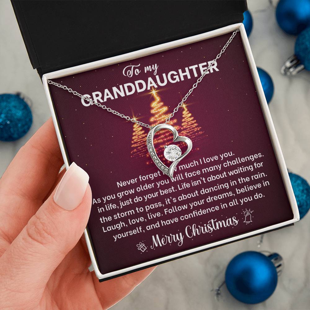 Merry Christmas Granddaughter Heart Necklace Gift-[Heartfelt Family Gift]