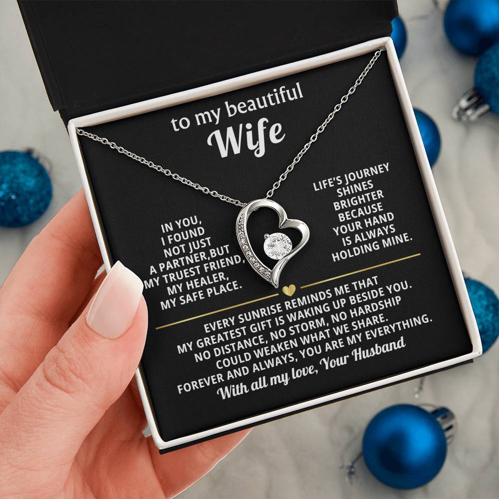 To My Beautiful Wife Heart Necklace