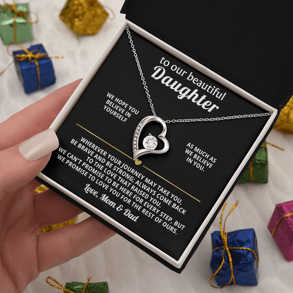 To Our Beautiful Daughter Heart Necklace Gift from Mom Dad