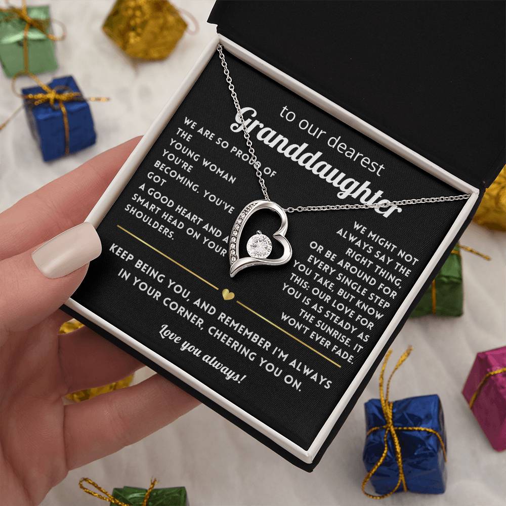 To My Granddaughter Heart Necklace Gift