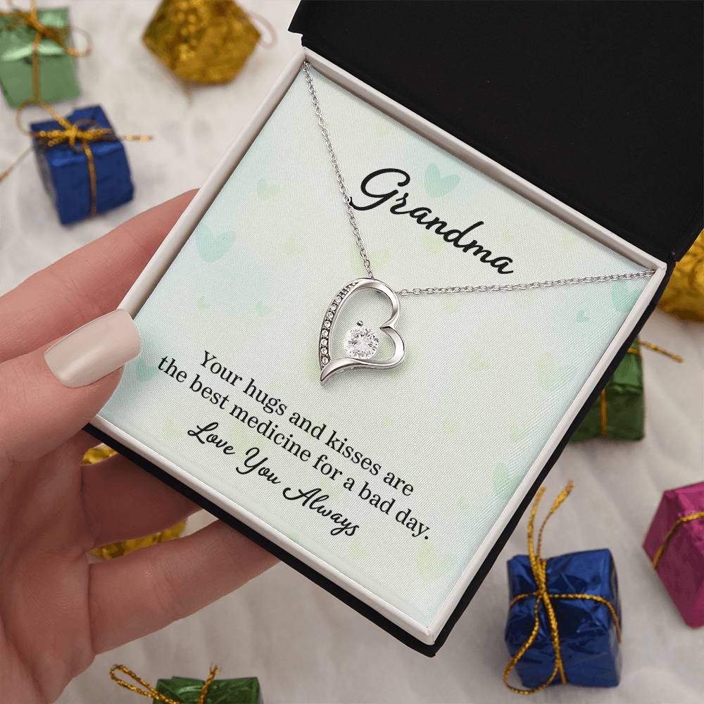 grandma - your hugs and kisses Heart Necklace Gift-[Heartfelt Family Gift]