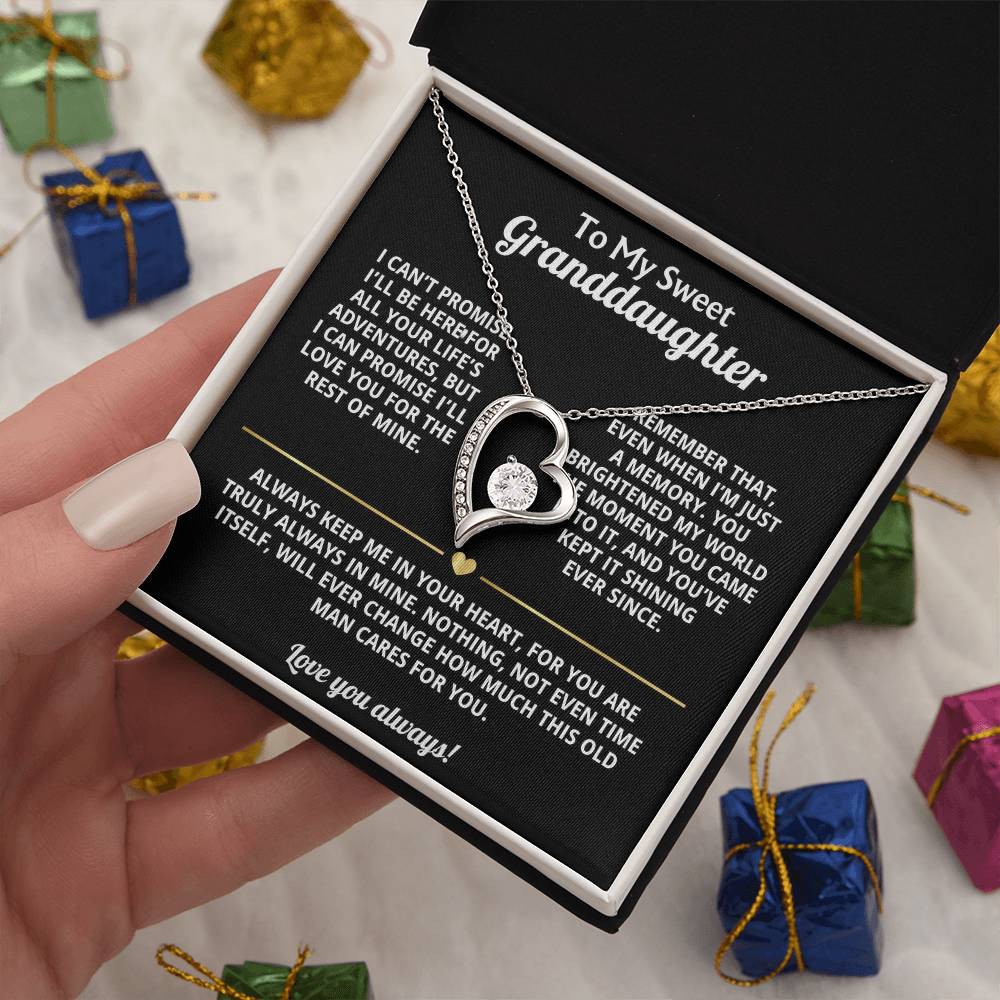 To My Granddaughter Heart Necklace Gift