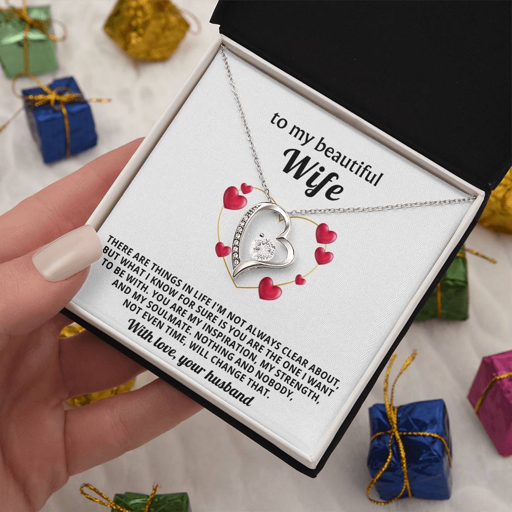 To My Beautiful Wife Heart Necklace Gift