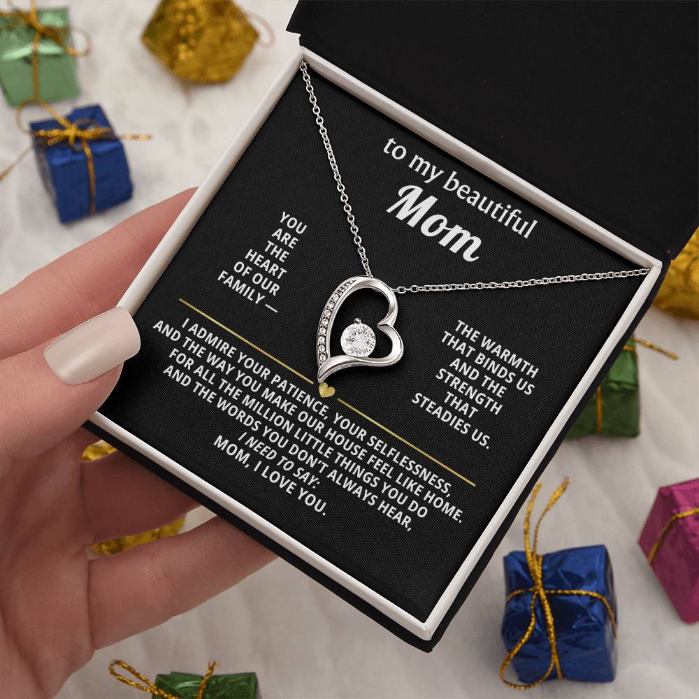 To My Beautiful Mom Heart Necklace