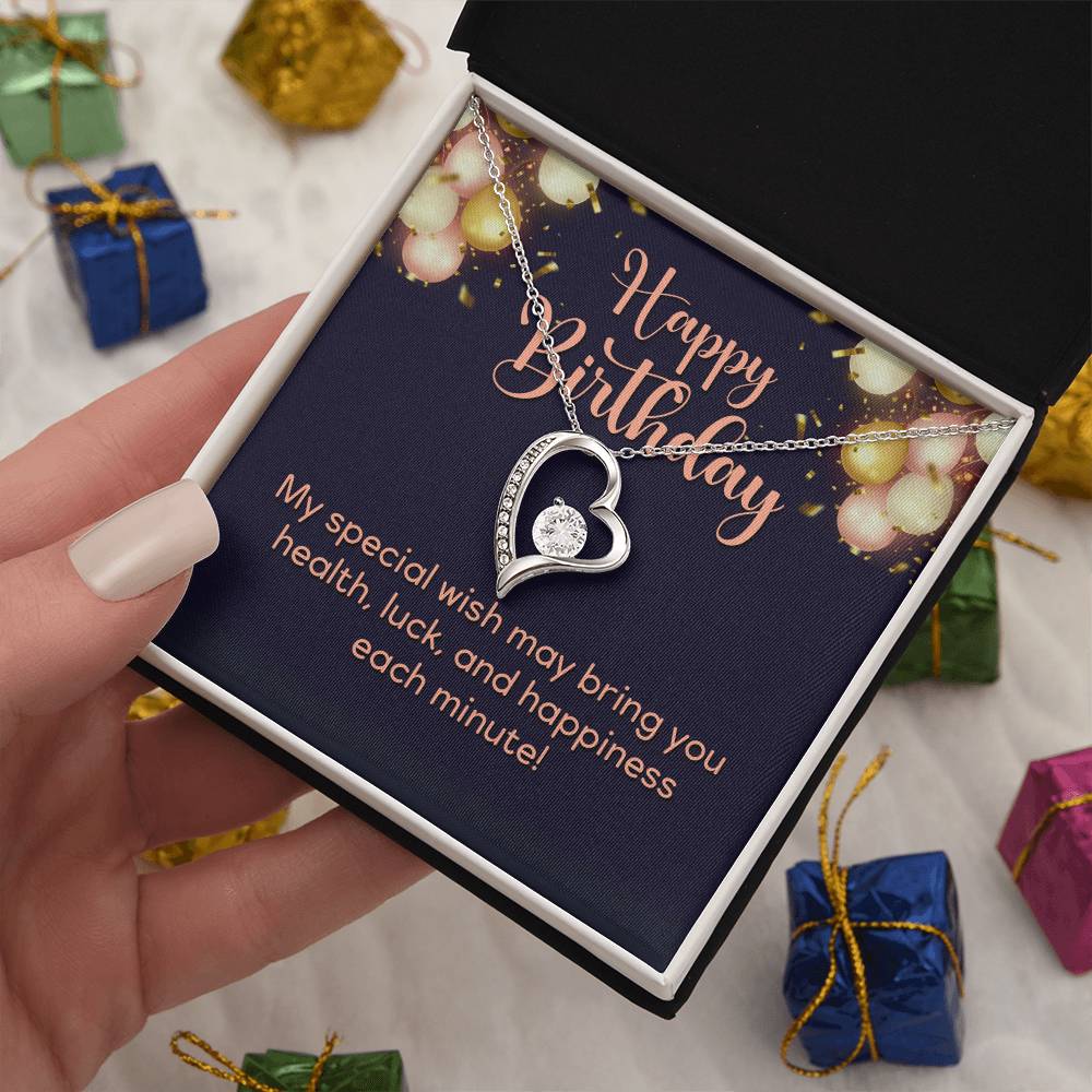 Happy Birthday Heart Necklace Gift-[Heartfelt Family Gift]