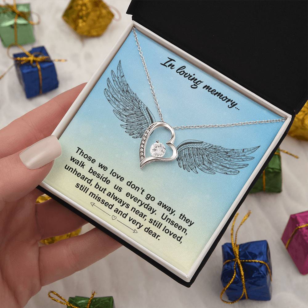 In Loving Memory Angel Wings Heart Necklace Gift-[Heartfelt Family Gift]