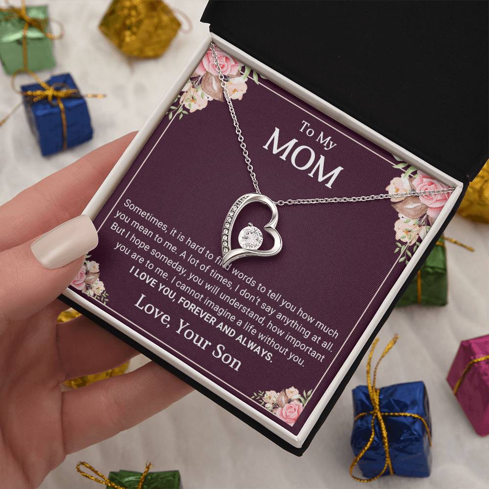 To My Mom Heart Necklace Gift